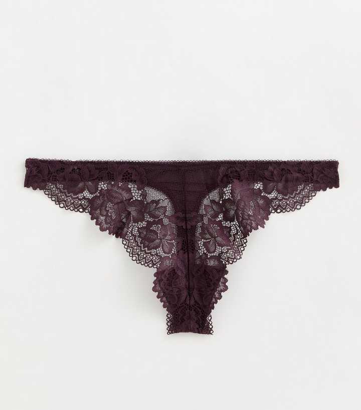 Dark Purple Lace Thong