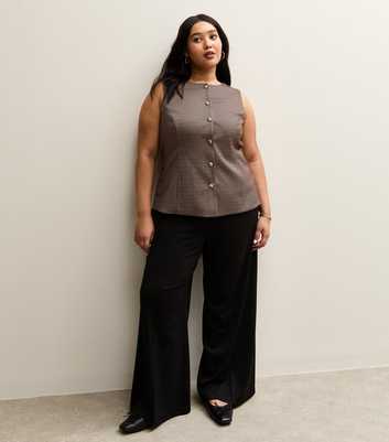 Curves Black Jersey Wide Leg Trousers