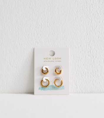 Gold Tone Waterproof Pack Of 2 Hoop Earrings