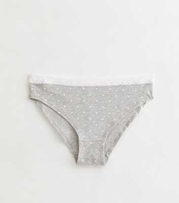 Girls Grey Love Heart Print Lace Top Briefs