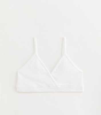 Girls White Seamless Ribbed Wrap Bralette