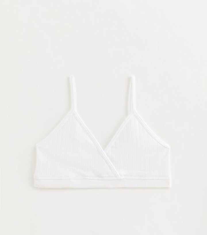Girls White Seamless Ribbed Wrap Bralette