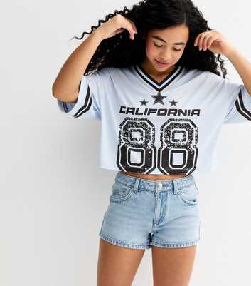 Girls Light Blue Denim Shorts