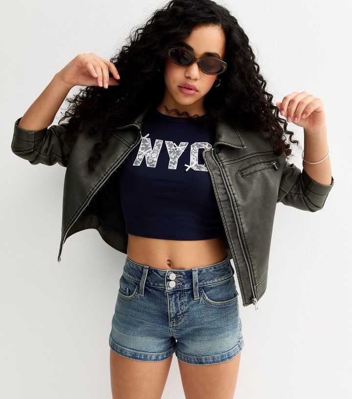 Girls Dark Blue Denim Shorts
