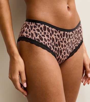 Brown Leopard Print Microfibre Briefs