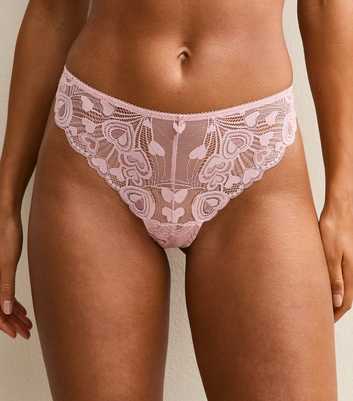 Pink Heart Lace Sparkly Thong
