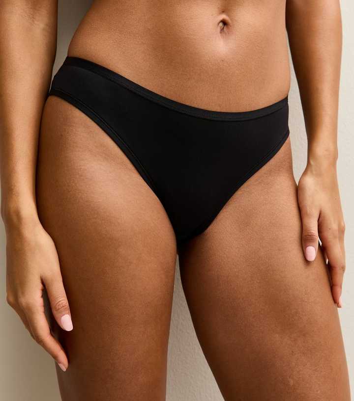 Black Microfibre Lace Back Brazilian Briefs