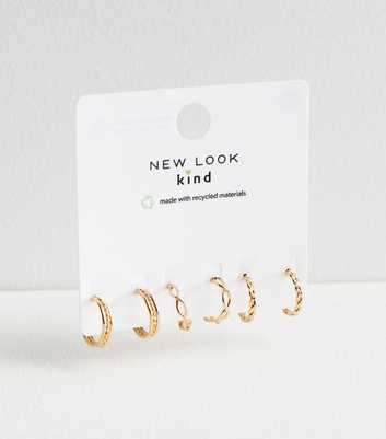 Pack Of 3 Gold Tone Mini Twist Hoop Earrings