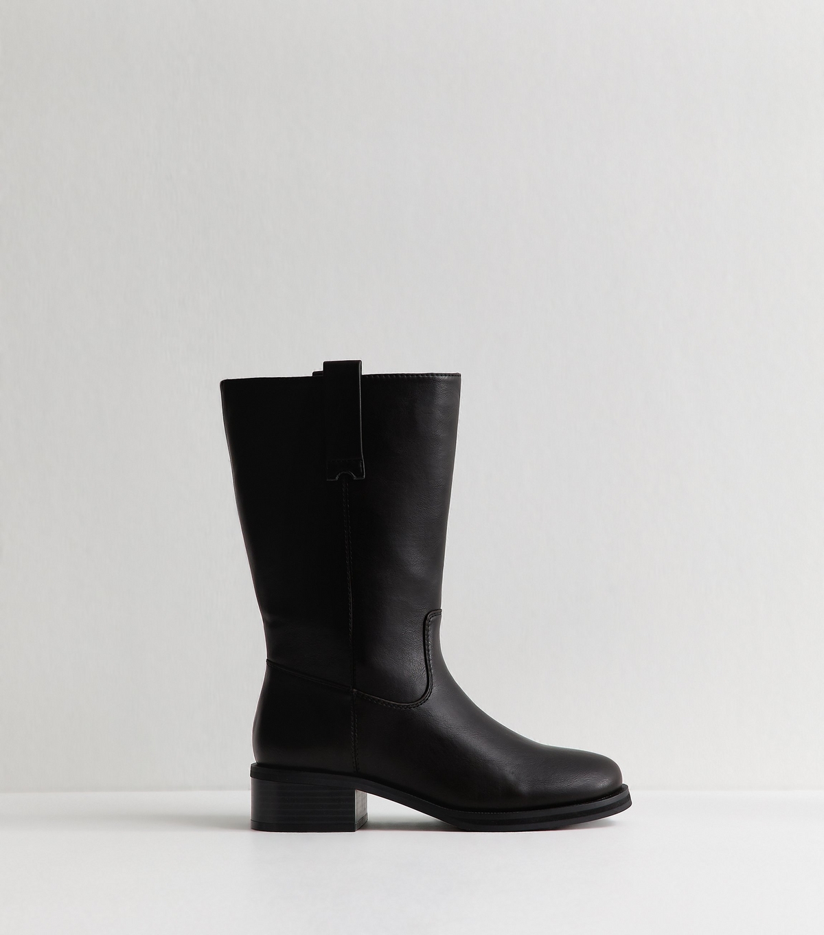 Women's Black Faux Leather Pull On Boots Vegan New Look