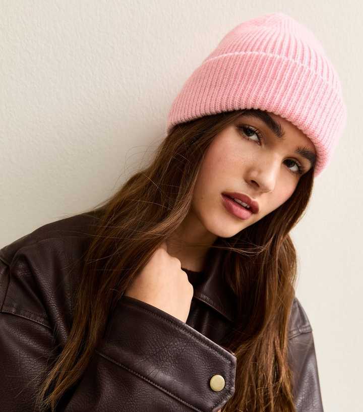 Light Pink Thin Ribbed Beanie