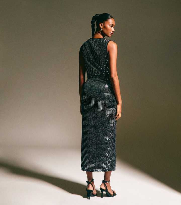 Silver Sequin Embellished Midi Dress | New Look