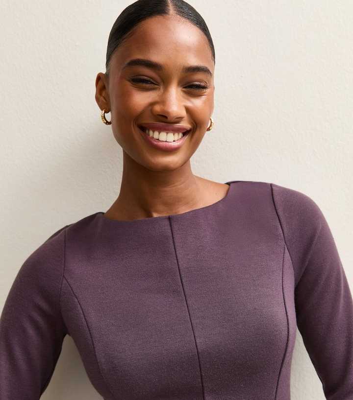 Purple Skater Dress Long Sleeve Buy AX Paris Purple Plum Long Sleeve Belted Skater  Dress From