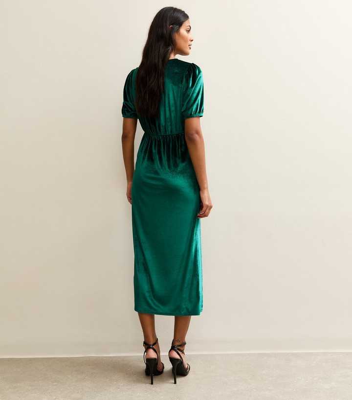 new look green velvet dress Sasha Green Mock Neck Sweater Dress main image 0