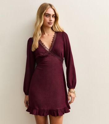 bodycon midi dress with boots Anika Long Sleeve • American Threads Young Women's Fashion elegant bodycon dress Lace Burgundy Formal Dresses Ciela Color:Oldie White