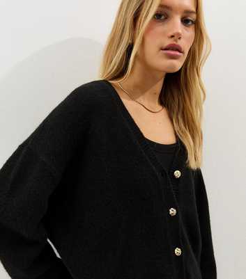 Black V-Neck Boyfriend Cardigan