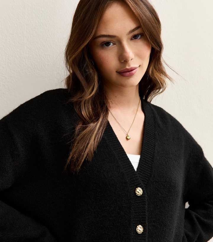 Maternity Black Boyfriend V-Neck Cardigan