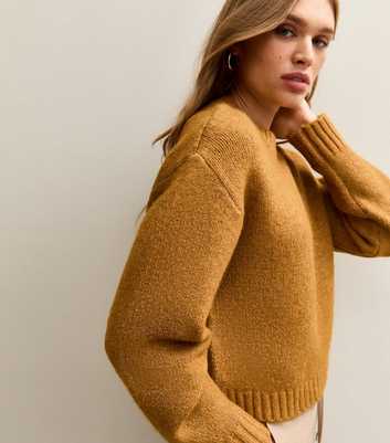 Dark Yellow Short Midweight Knit Jumper