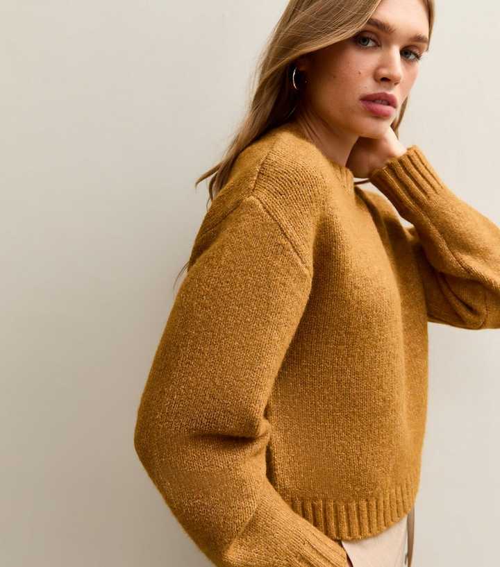 Dark Yellow Short Midweight Knit Jumper