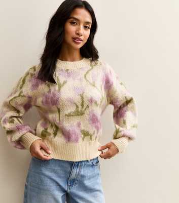 Petite Cream Floral Pattern Jumper