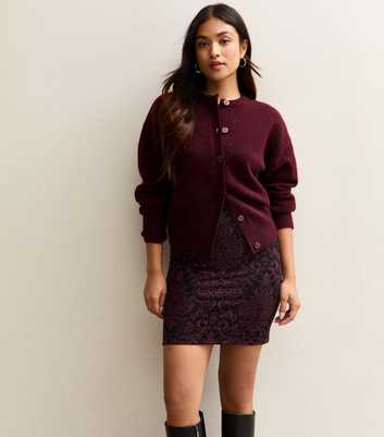 Petite Red Baroque Jacquard Tube Skirt