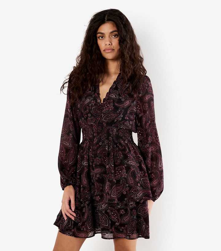 burgundy paisley dress Petal and Pup Women's Keziah Long Sleeve Maxi Dress
