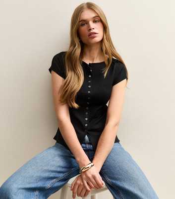 Black Button Through Baby Tee