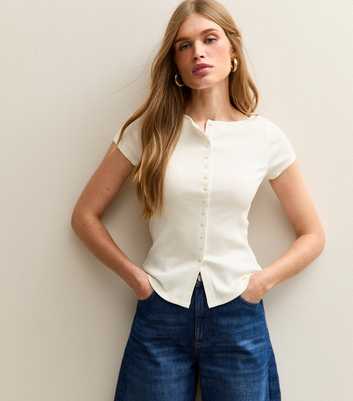 Cream Button Through Baby Tee