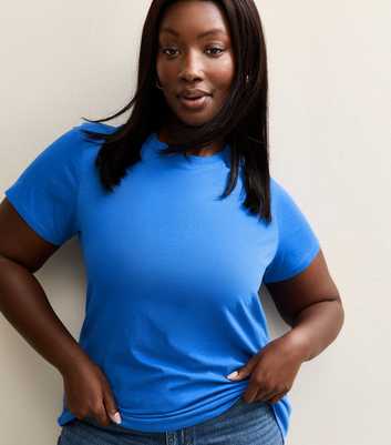 Curves Blue Crew Neck T-Shirt