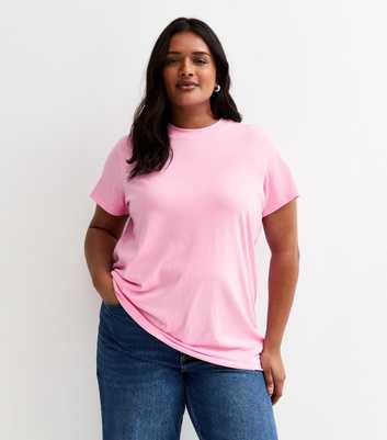 Curves Pink Crew Neck T-Shirt