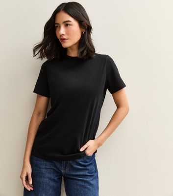 Black Cotton Crew Neck T-Shirt