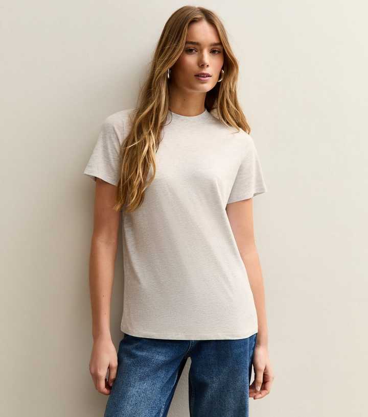 Light Grey Cotton Crew Neck T-Shirt