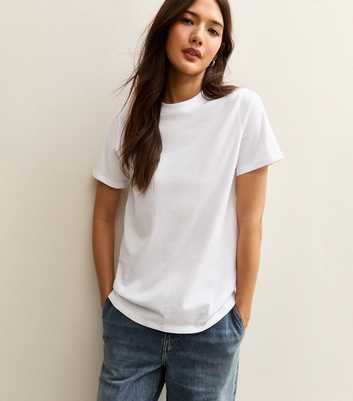 White Cotton Crew Neck T-Shirt