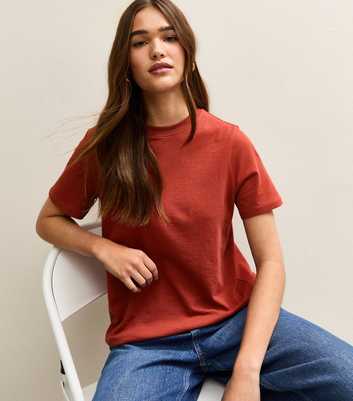 Red Cotton Crew Neck T-Shirt