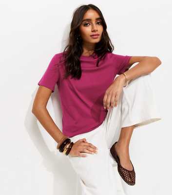 Light Burgundy Cotton Crew Neck T-Shirt