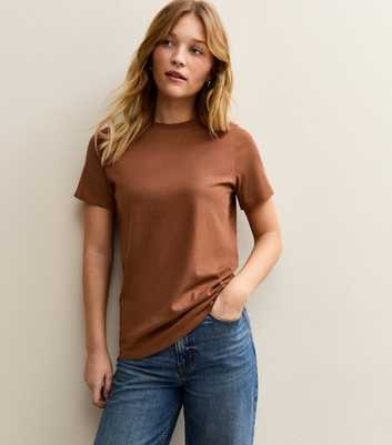 Burnt Orange Cotton Crew Neck T-Shirt