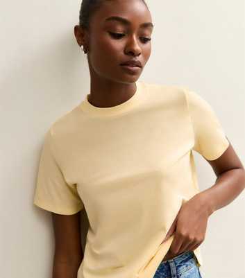 Light Yellow Cotton Crew Neck T-Shirt