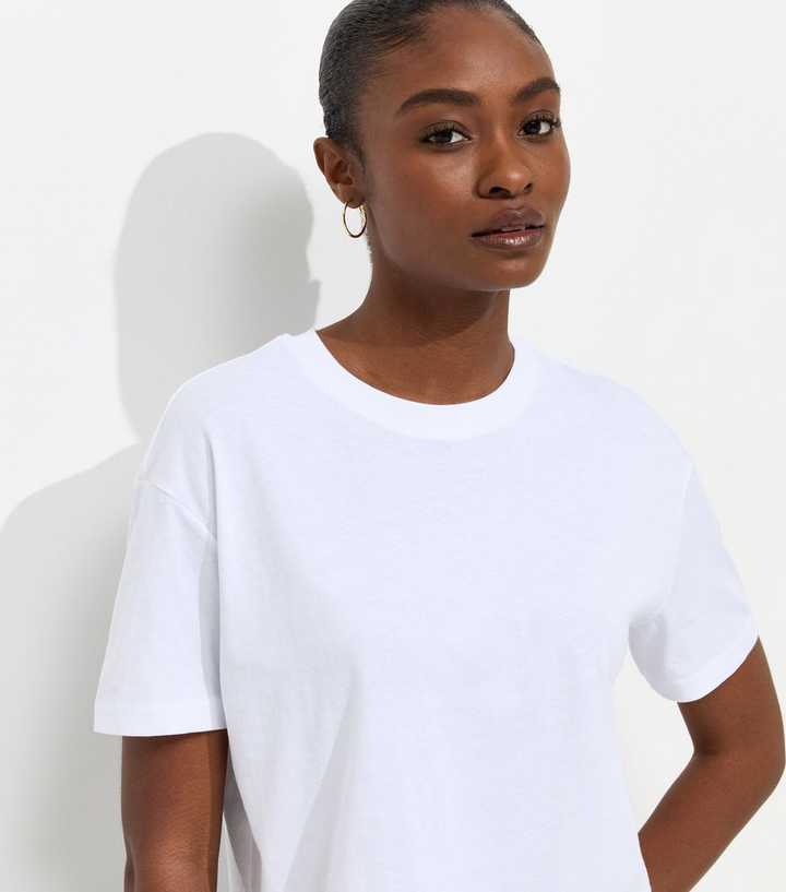 White Cotton Boxy Fit T-Shirt