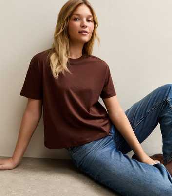 Brown Cotton Boxy Fit T-Shirt