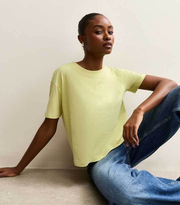 Light Green Cotton Boxy Fit T-Shirt
