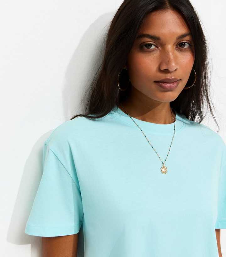 Light Blue Cotton Boxy Fit T-Shirt