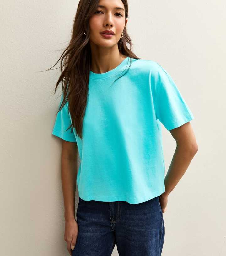Teal Cotton Boxy Fit T-Shirt