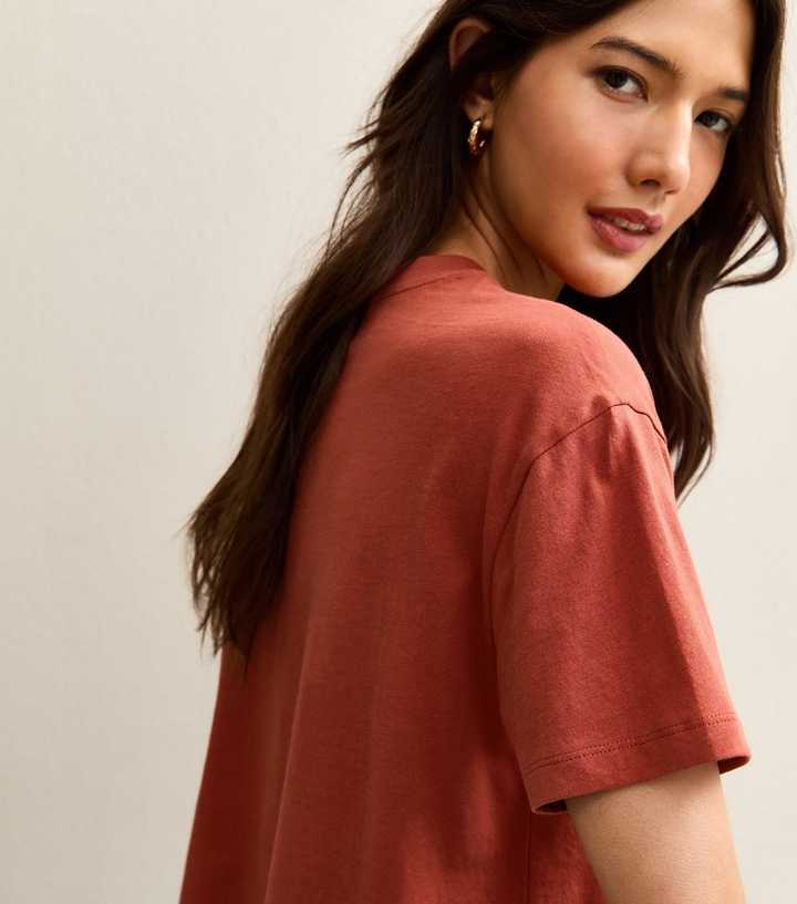 Dark Red Cotton Boxy Fit T-Shirt
