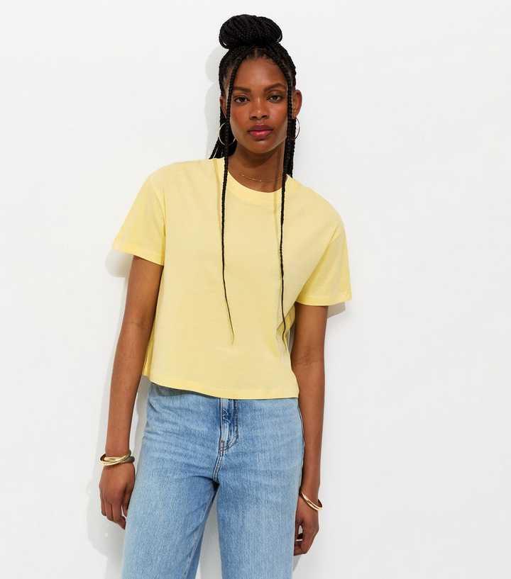 Light Yellow Cotton Boxy Fit T-Shirt