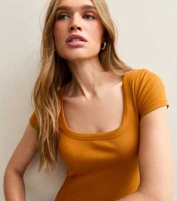 Burnt Orange Square Neck Top