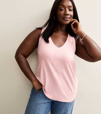 Curves Light Pink Relaxed V-Neck Vest