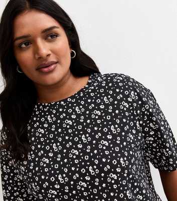 Curves Black Floral T-Shirt