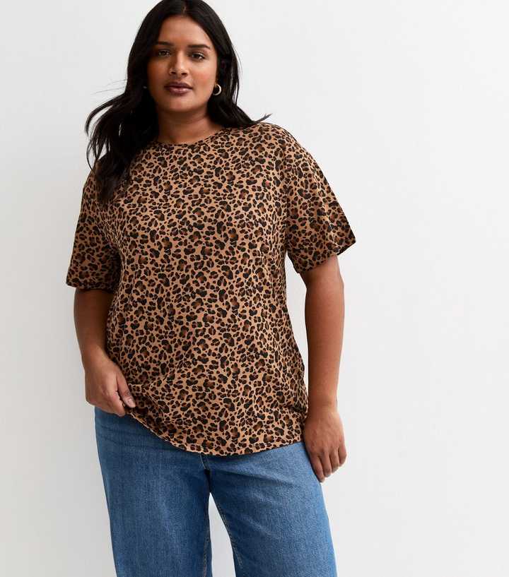 Curves Brown Leopard Print T-Shirt