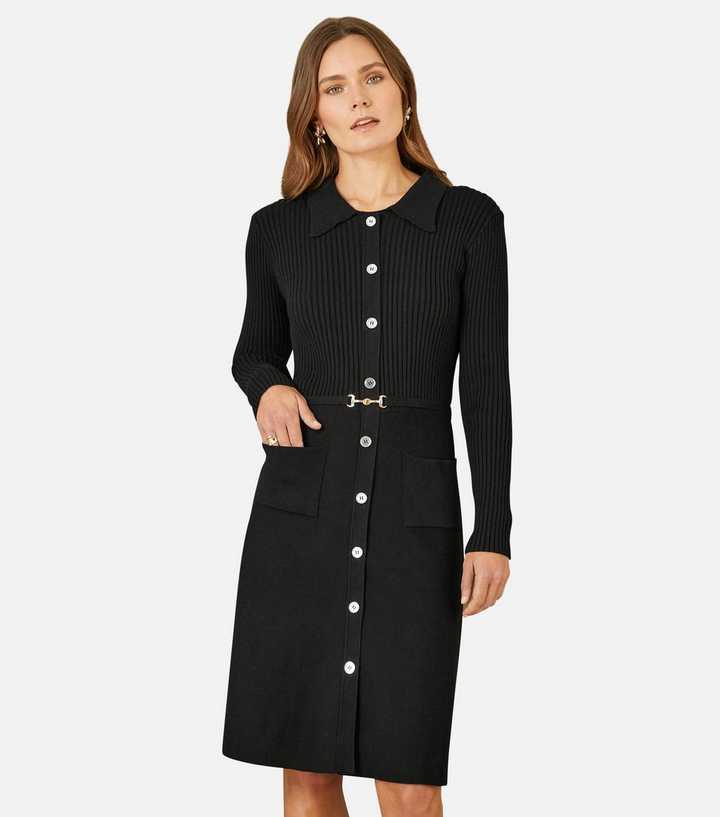 Yumi Black Collar Button Through Dress