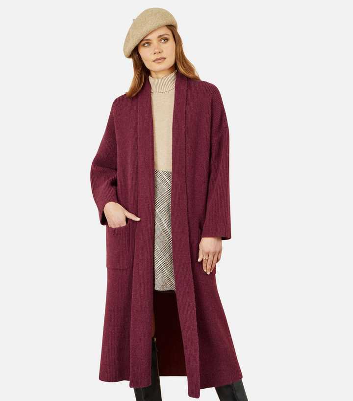 Yumi Burgundy Knit Maxi Cardigan