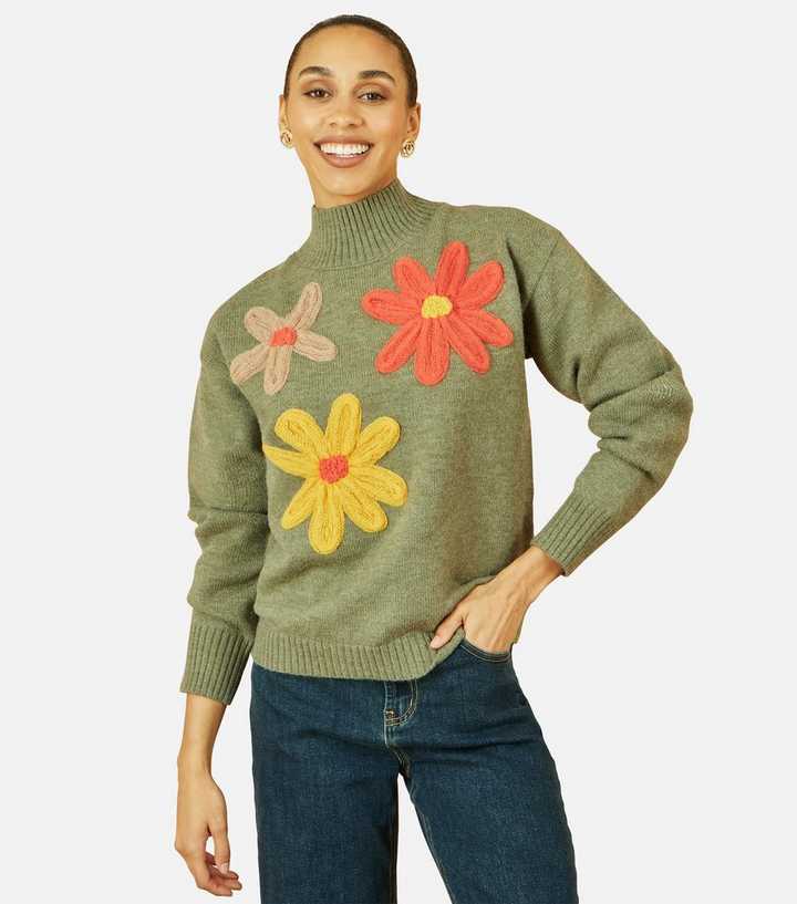 Yumi Green Floral Appliqued Jumper